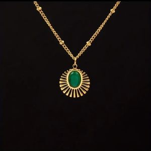 Golden Titanium Steel Pendant Necklace Adjustable.